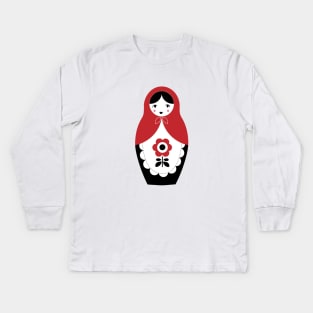 Matryoshka Nesting Doll, Red Kids Long Sleeve T-Shirt